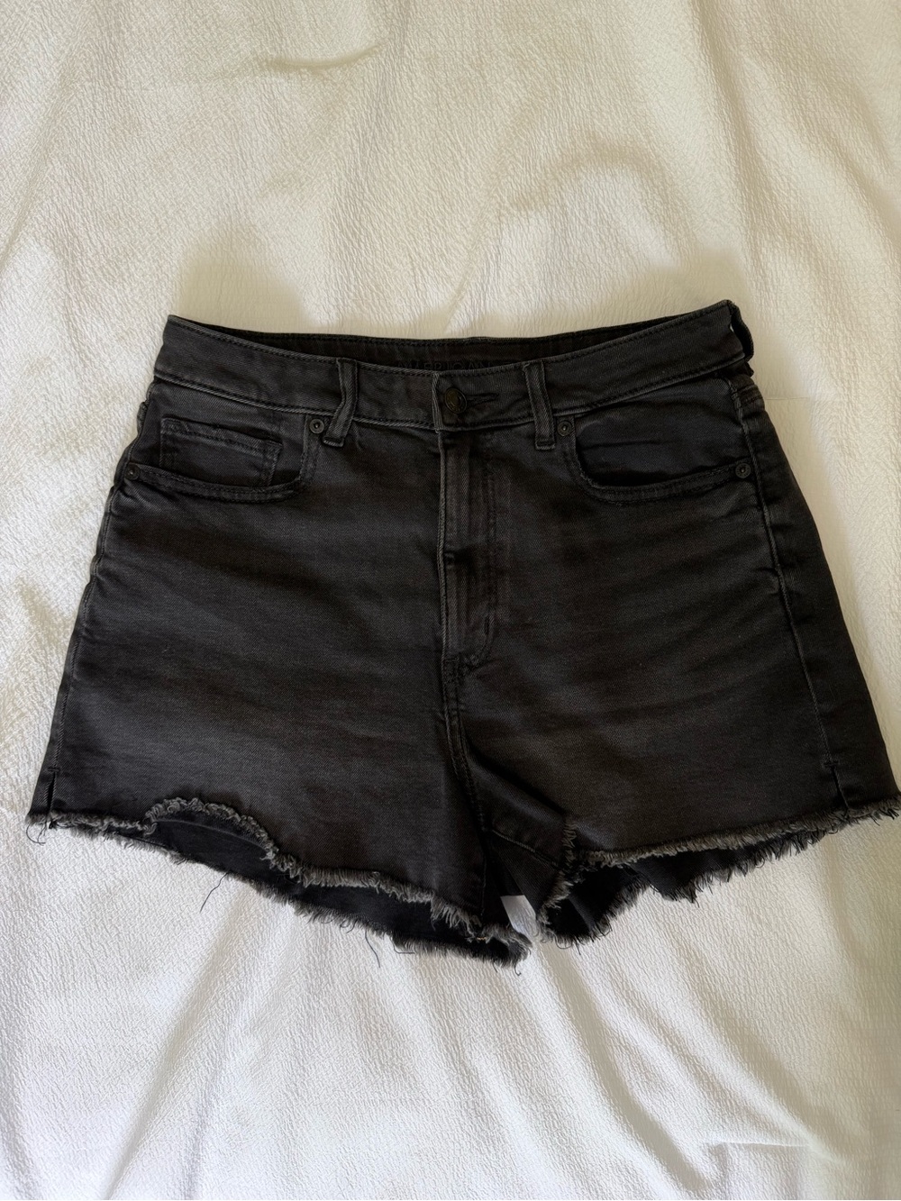 American Eagle Black Denim Frayed Hem Women’s Shorts